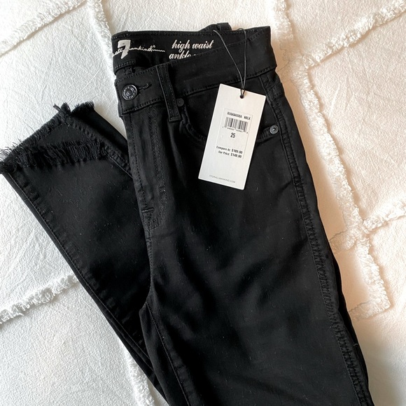 7 For All Mankind Women’s Black Skinny Jean Size25 - Picture 1 of 4